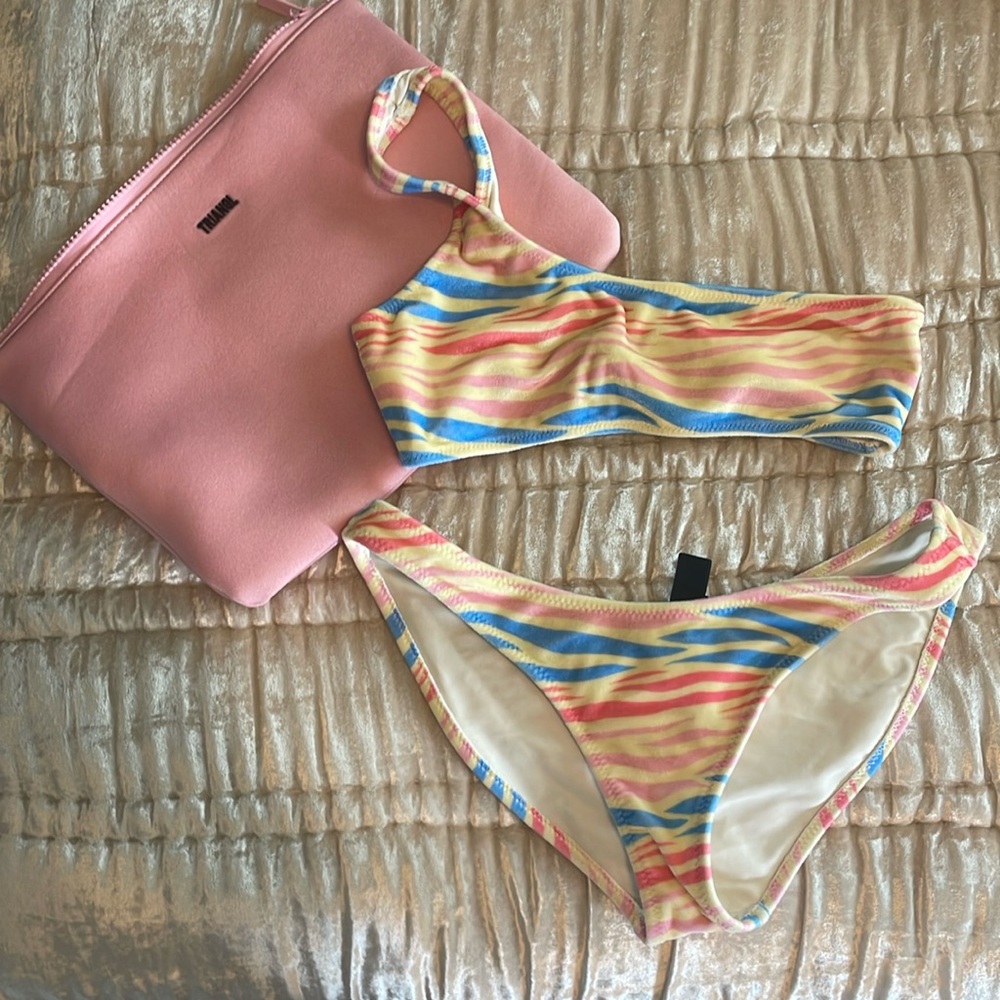triangl multi color zebra print swimsuit swimsuit